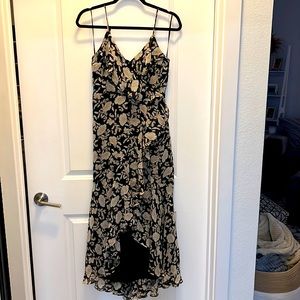 Express black dress with white/brown flowered detail